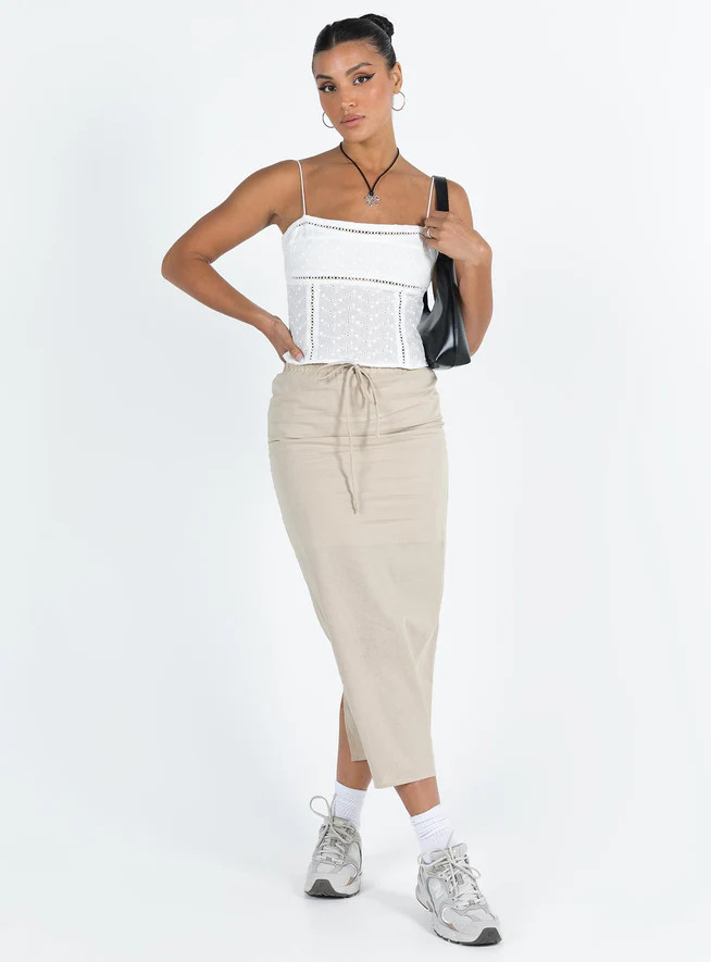 Tarrant Midi Skirt Beige | Princess Polly US