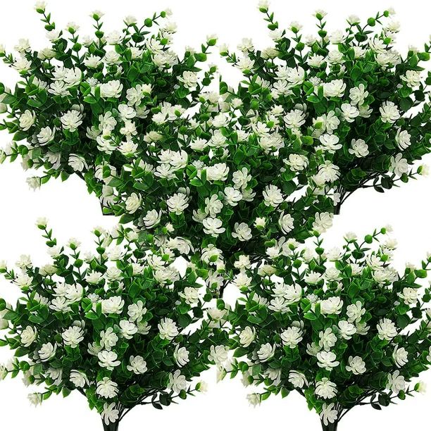 GrunyiaGrunyia 10 Bundles Artificial Fake Flowers, Faux Outdoor Plastic Plants UV Resistant Shrub... | Walmart (US)