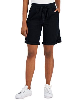 Petite Woven Ribbed-Waist Pull-On Shorts, Created for Macy's | Macys (US)