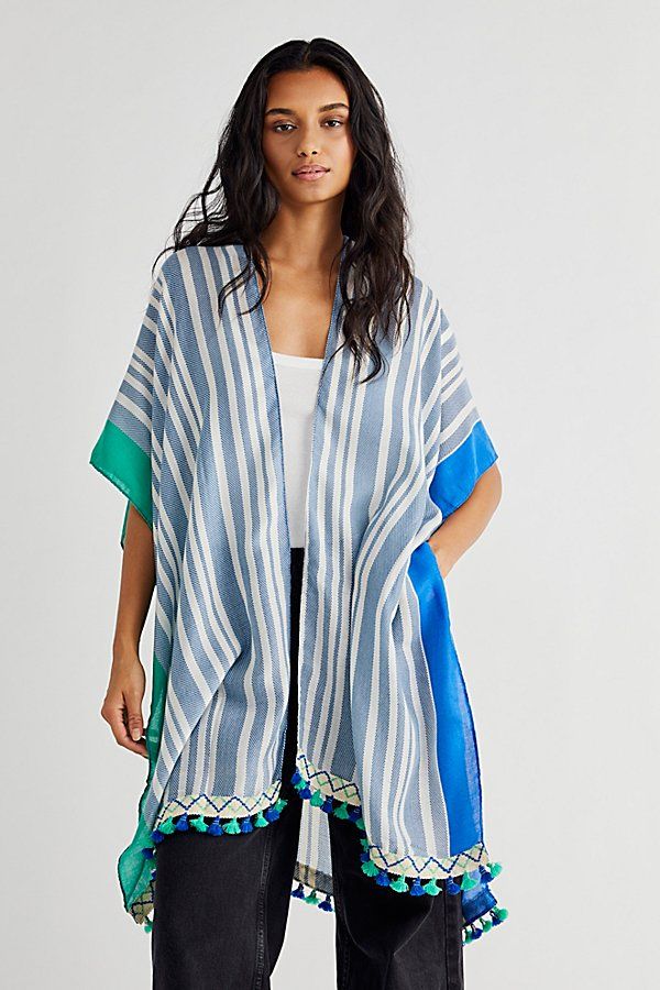 Outlier Stripe Kimono by Free People, Blue Combo, One Size | Free People (Global - UK&FR Excluded)