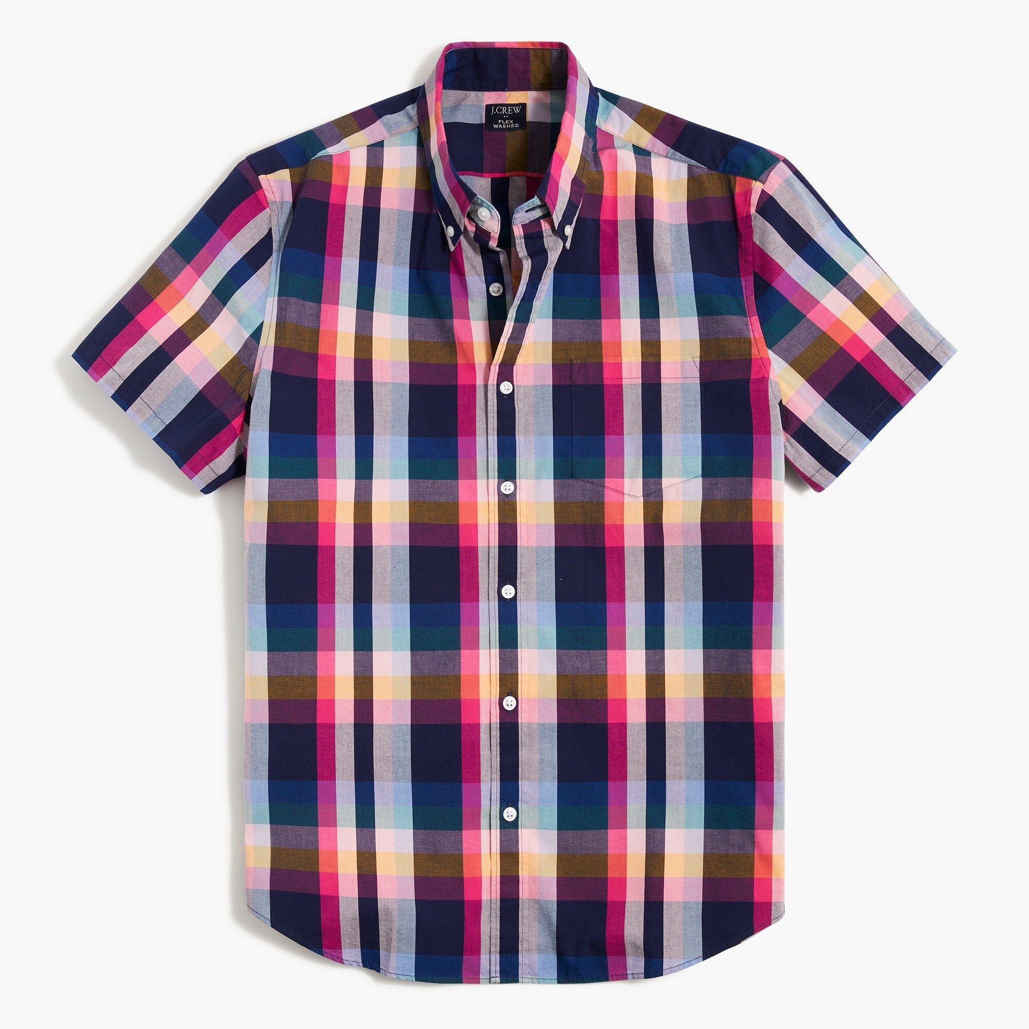 Slim short-sleeve mixed-plaid shirt | J.Crew Factory