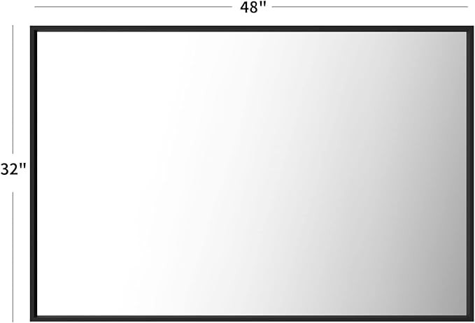 LOAAO 48"X32" Black Rectangle Bathroom Mirror Wall, Matte Black Aluminum Alloy Frame, Tempered Gl... | Amazon (US)