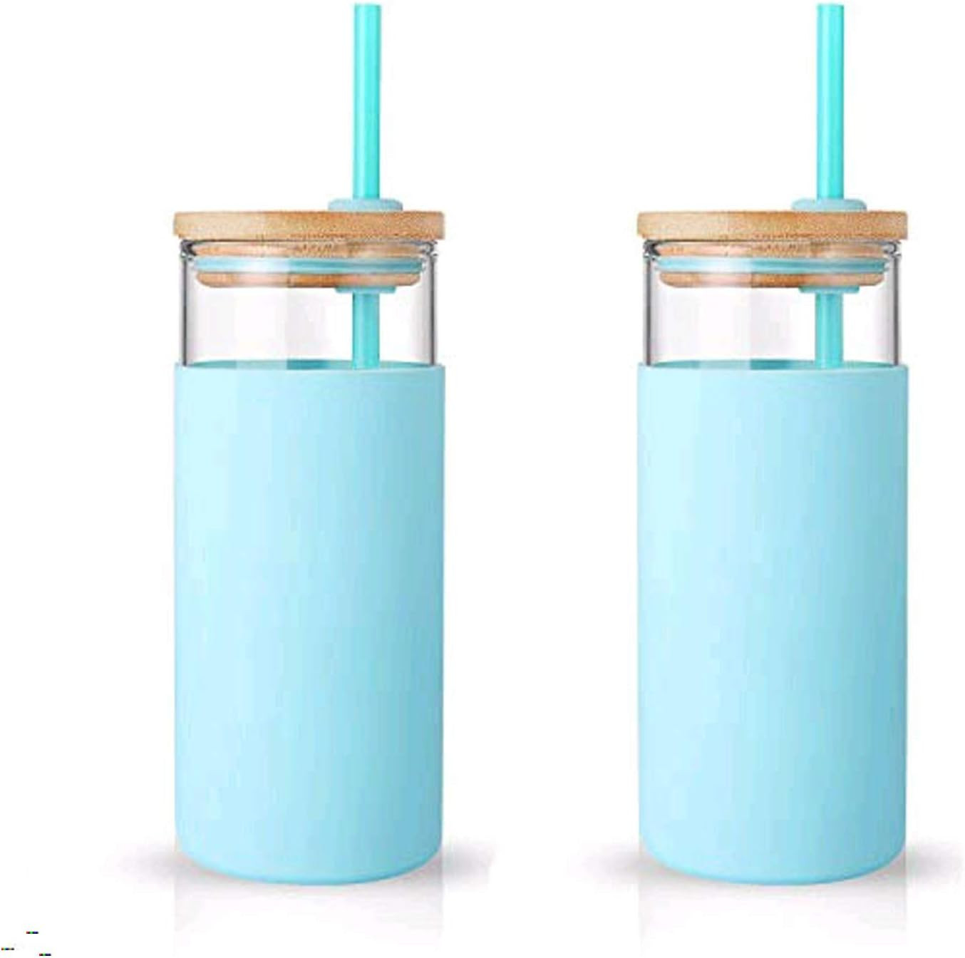 tronco 20oz Glass Tumbler Straw Silicone Protective Sleeve Bamboo Lid - BPA Free (Cape Cod/ 2-Pac... | Amazon (US)
