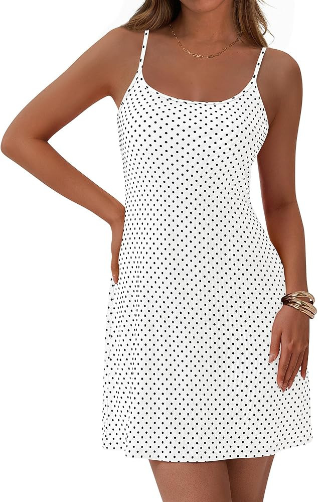 NOLLSOM Spring Dresses for Women 2026 Casual Spaghetti Strap Bodycon Mini Dress Beach Vacation Ou... | Amazon (US)