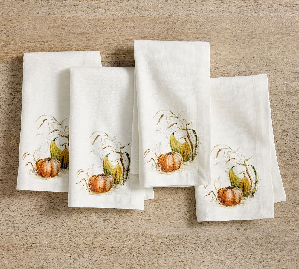 Bedford Harvest Gourd Cotton/Linen Napkins - Set of 4 | Pottery Barn (US)