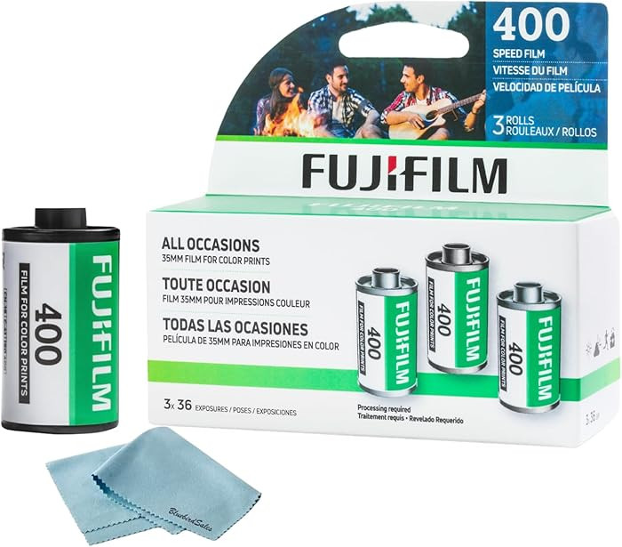 FUJIFILM 400 Color Negative Film (35mm Roll Film, 36 Exposures, 3-Rolls) + BluebirdSales Microfib... | Amazon (US)