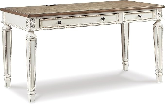 Signature Design by Ashley Realyn Farmhouse 60" Home Office Desk with USB Charging, Chipped White | Amazon (US)