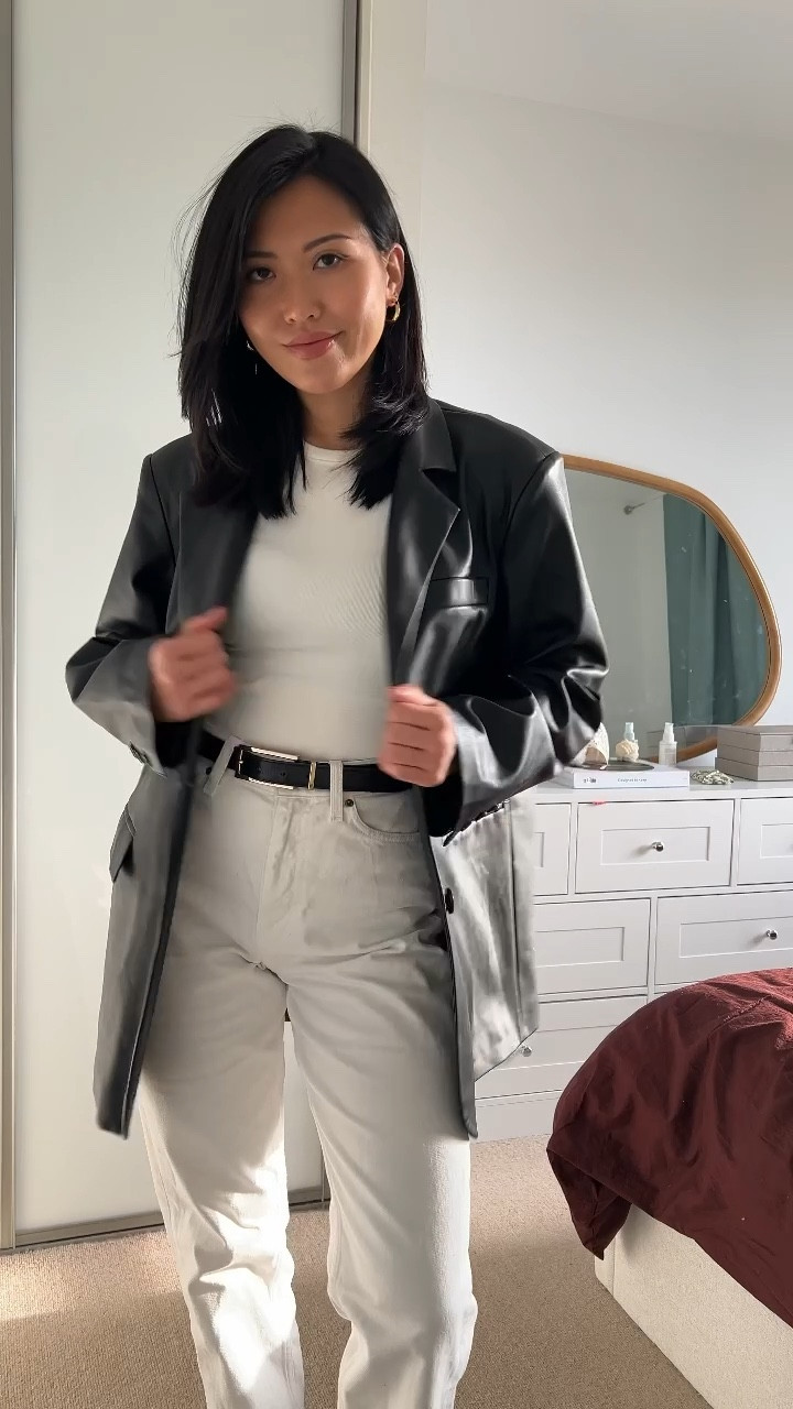 Tonal fit, leather blazer, minimal style, simple outfit, simple but chic, outfit inspo, classy look, black and white outfit, lazy day look, spring outfit, outfit inspiration, style ideas

#LTKworkwear #LTKeurope #LTKstyletip