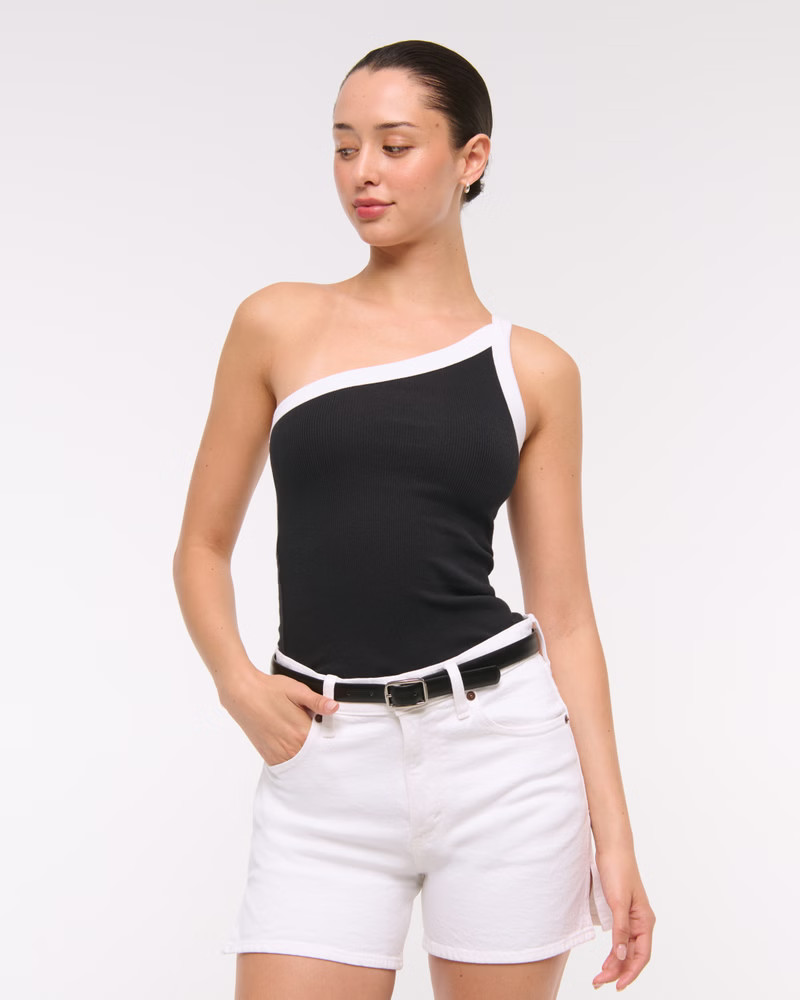 Women's One-Shoulder Rib Tank | Women's Tops | Abercrombie.com | Abercrombie & Fitch (US)