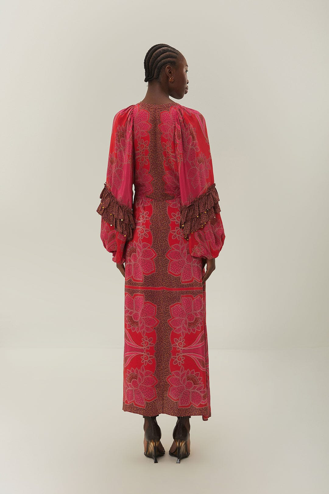 Pink Floral Glam Scarf Maxi Dress | FarmRio (US)