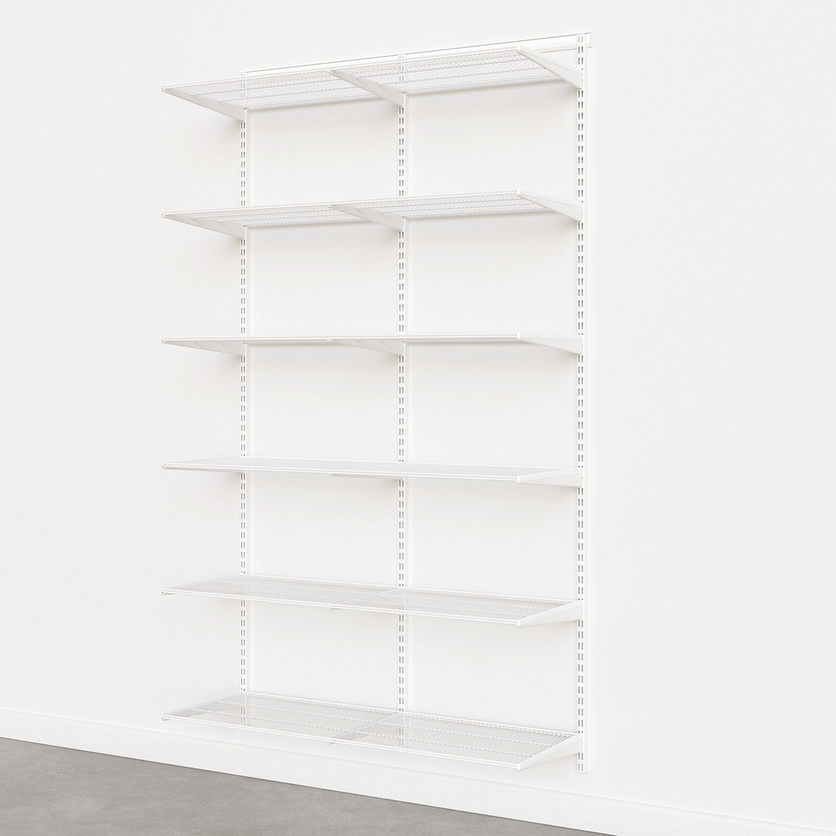 Elfa Classic White 4' Basic Shelving Units for Anywhere | The Container Store