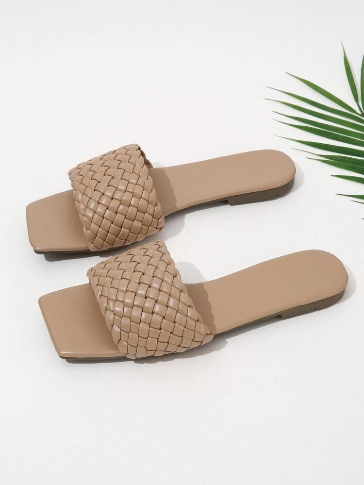 Women Braided Detail Flat Sandals, Fashionable Slide Sandals For Outdoor | SHEIN