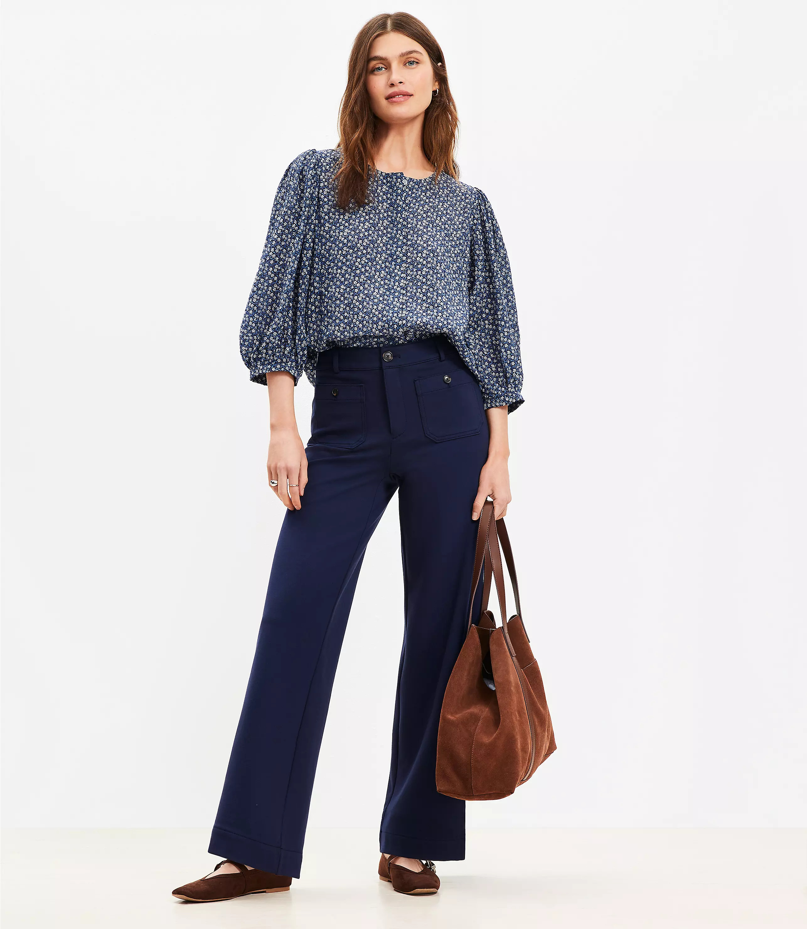 Palmer Wide Leg Pants in Ponte | LOFT