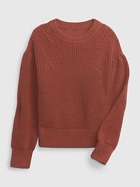 Kids Shaker-Stitch Puff-Sleeve Sweater | Gap (US)