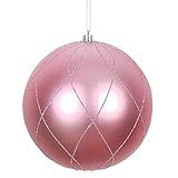 Vickerman Matte and Glitter Swirl Decorative-Hanging-Ball-Ornaments, 4", Pink, 4 Piece | Amazon (US)