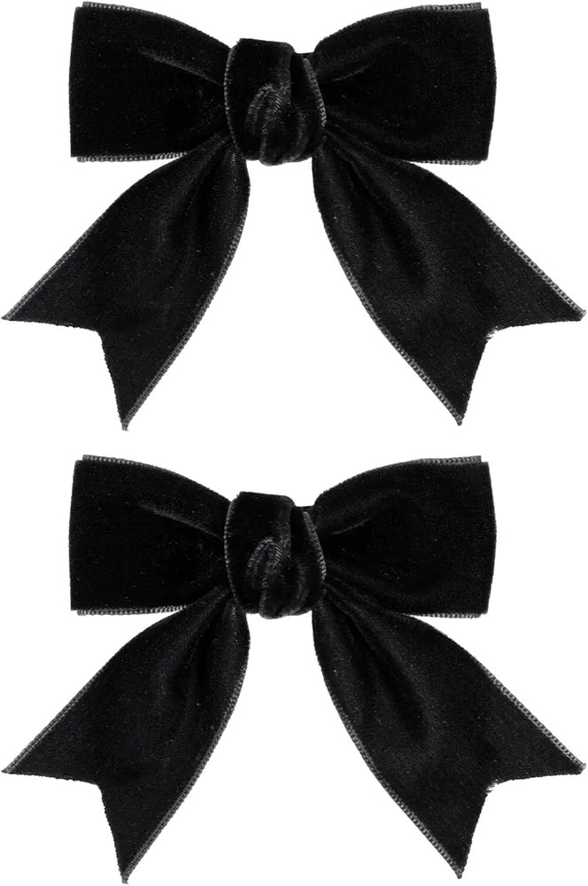2 Pcs Velvet Hair Bows Black Ribbon Alligator Hair Pins Clips Bowknot Barrettes 3" for Baby Toddl... | Amazon (US)