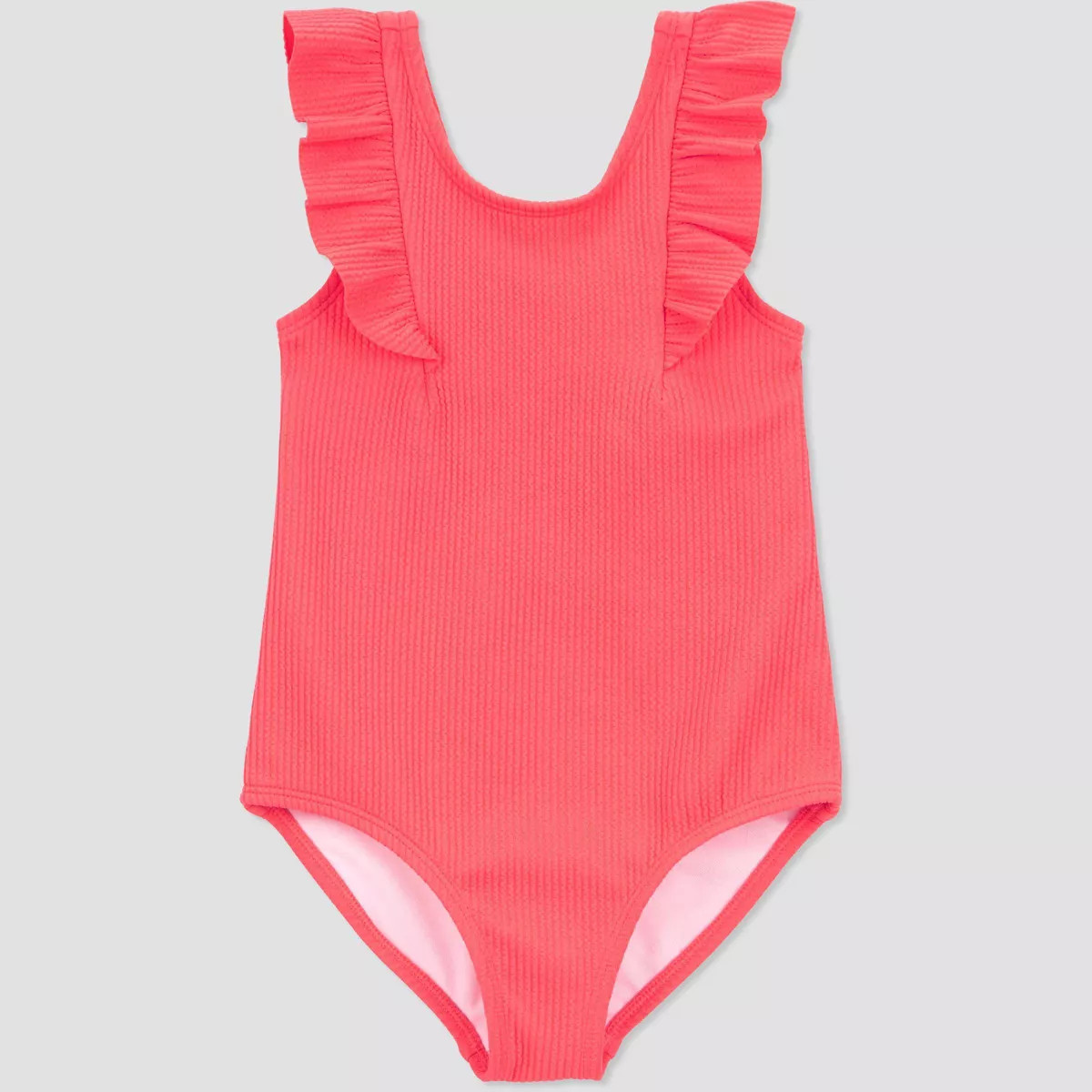 Carter's Just One You®️ Toddler Girls' Ruffle Textured Solid One Piece Swimsuit - Pink | Target
