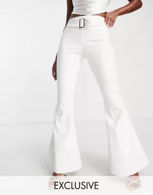 ASYOU PU belted flare pants in white | ASOS (Global)