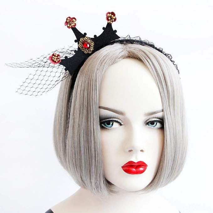 LSHDXD Halloween Headband for Women ，Baroque retro crown Headband with Lace Veil Hair bands for... | Amazon (US)