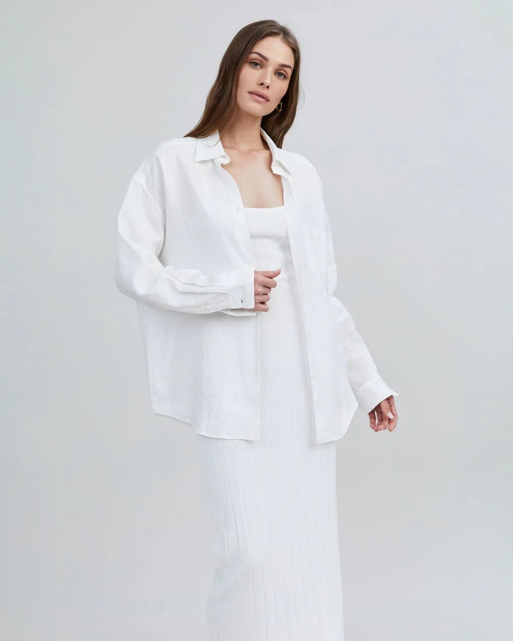 The Jancy Linen Button Down Shirt in Optic White | Solid & Striped