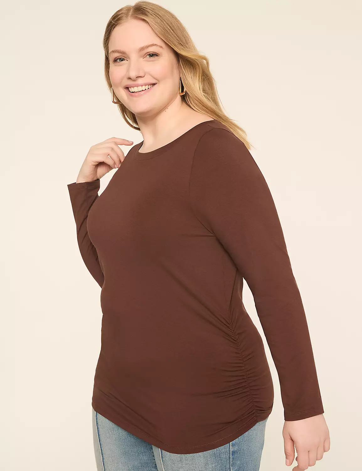 Boatneck Side-Ruched Long-Sleeve Top | LaneBryant | Lane Bryant (US)