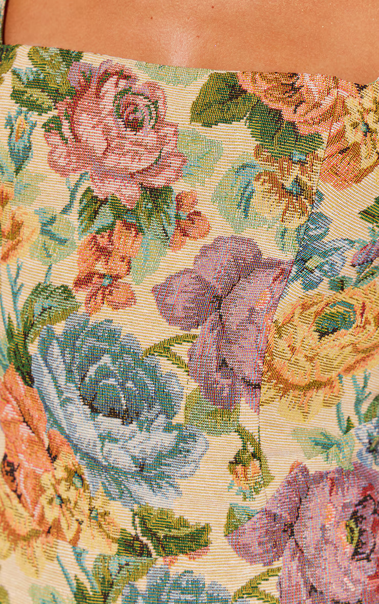 Stone Floral Twill Bodycon Dress | Dresses | PrettyLittleThing UK