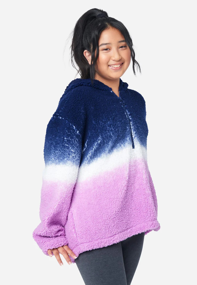 Patterned Faux Sherpa Zip-Front Hoodie | Justice