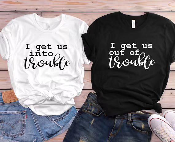 Cute Best Friend Shirts - Funny Best Friend Shirts - I get us into trouble shirts - Matching Shir... | Etsy (US)