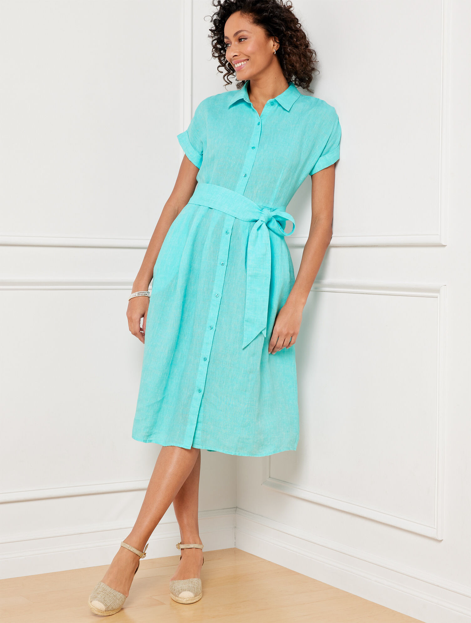 The Sutton Shirtdress - Cross Dye Linen | Talbots