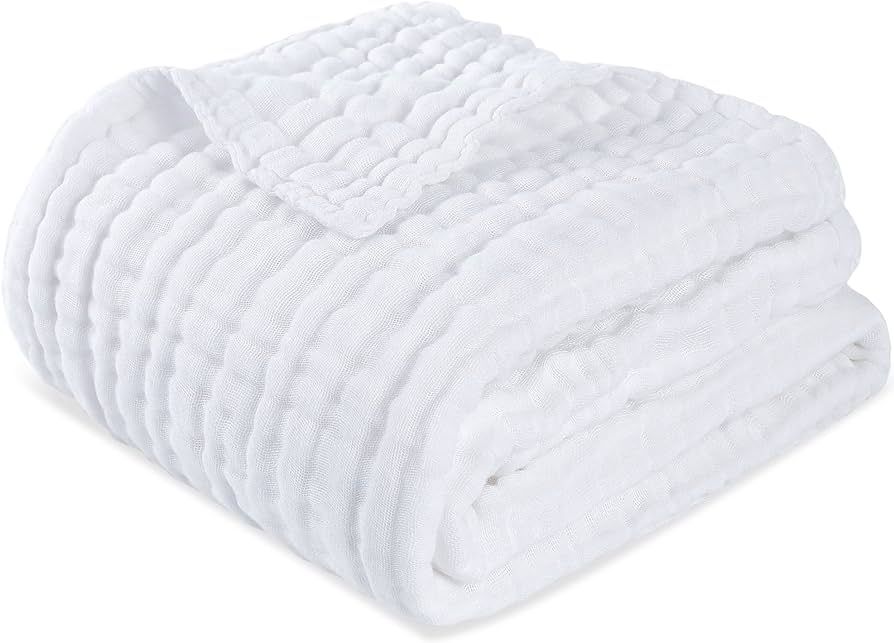 HardNok White Muslin Swaddle Blanket 6 Layer Super Soft Receiving Blanket, Breathable Baby Muslin... | Amazon (US)