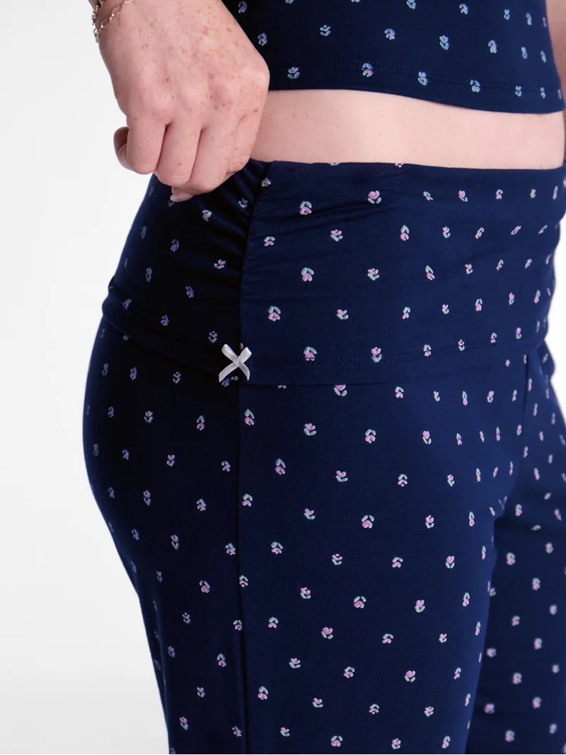 No Boundaries Cotton Blend Jersey Sleep Foldover Pants, 31'' Inseam, Women\u2019s XXS-3X | Walmart (US)