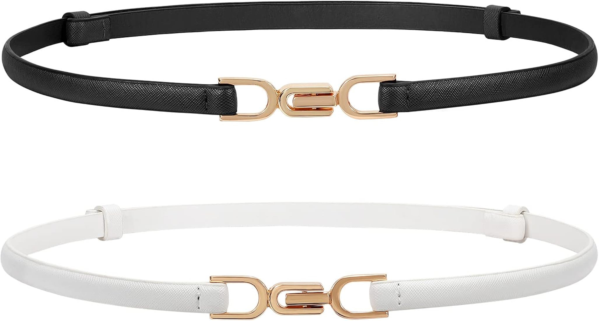 JASGOOD 2 Pack Women Skinny Leather Belt Adjustable Thin Waist Belt Fashion Buckle Belt for Dress | Amazon (UK)