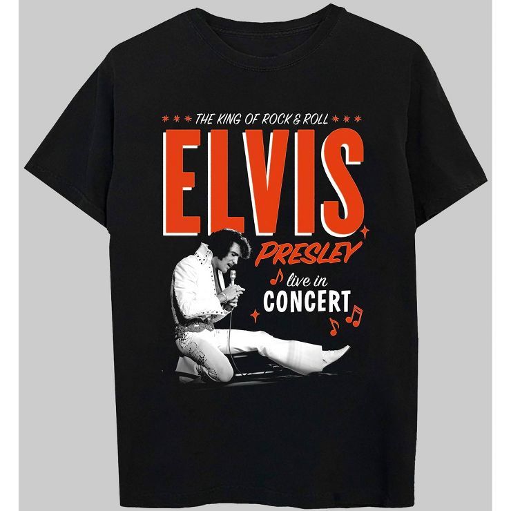 Men's Elvis Live in Concert Short Sleeve Graphic T-Shirt - Black | Target