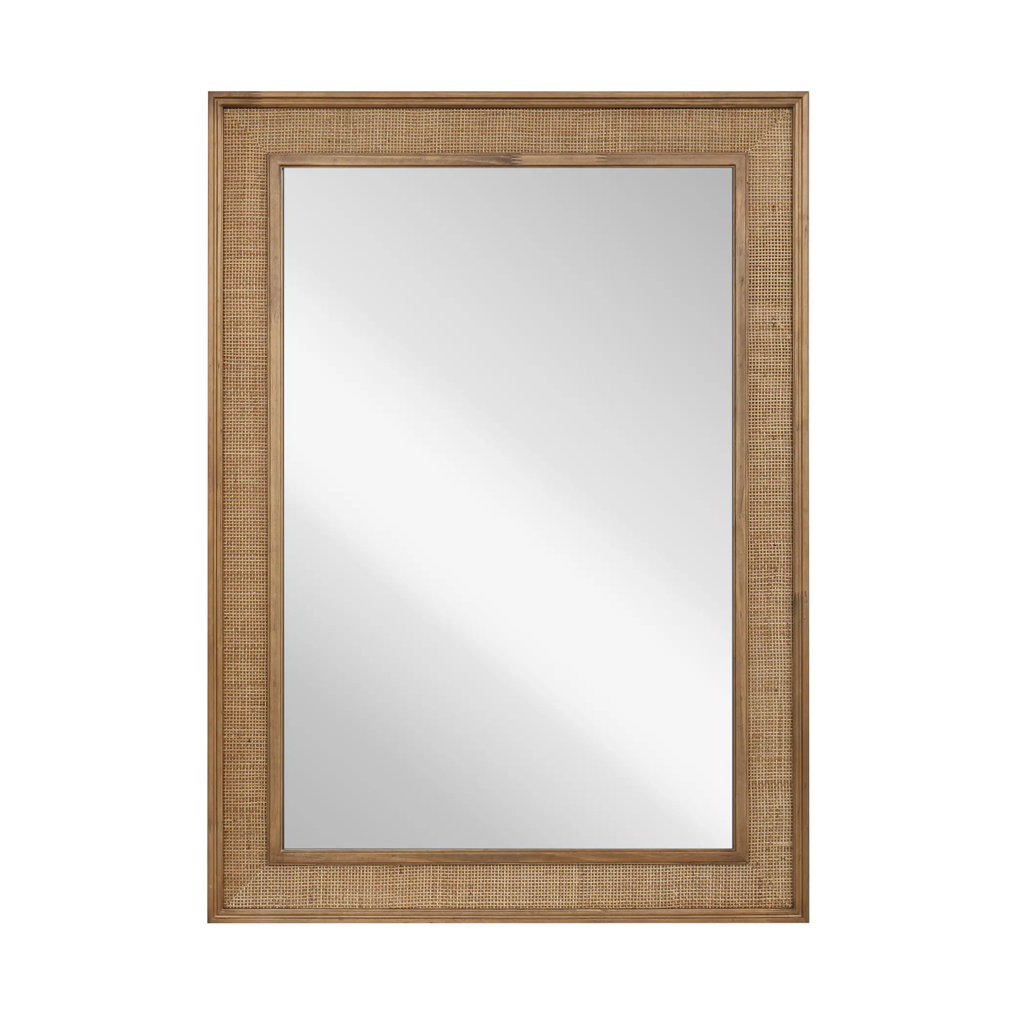 allen + roth 32-in W x 44.0-in H Rectangle Natural Wood Polished Wall Mirror in Brown | 442707 | Lowe's