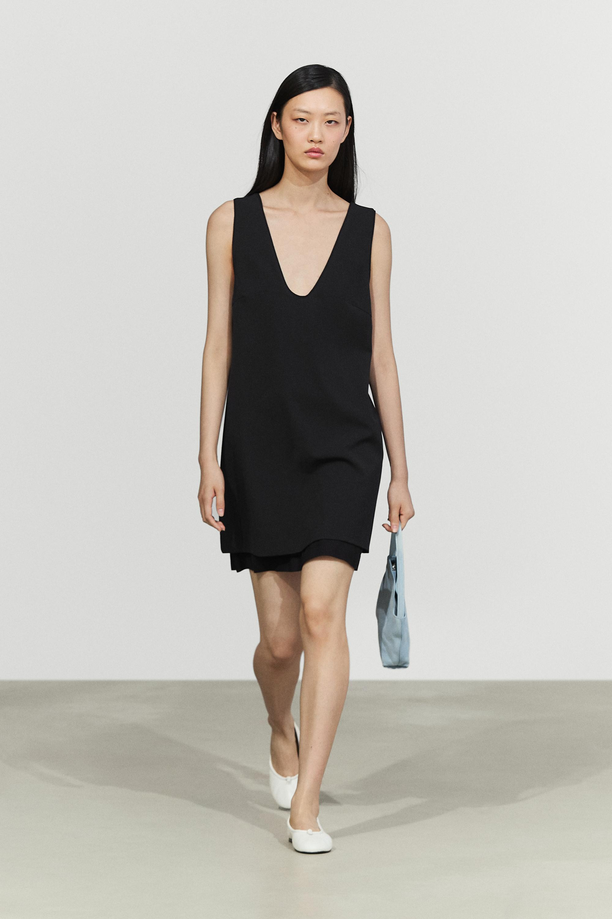 Double-fabric mini dress | Massimo Dutti US