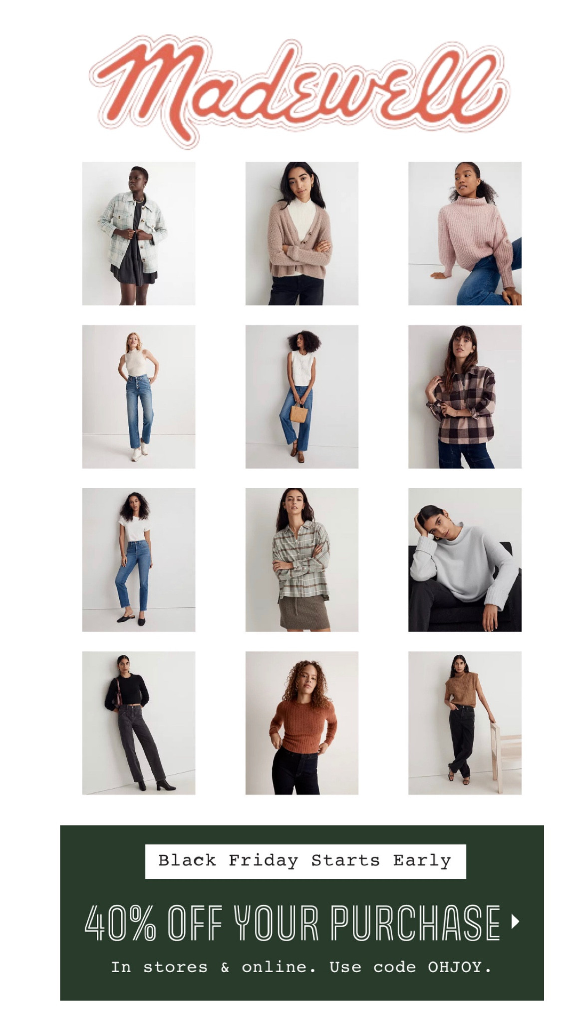 Madewell Black Friday 40% off!

#LTKsalealert #LTKunder100 #LTKCyberweek