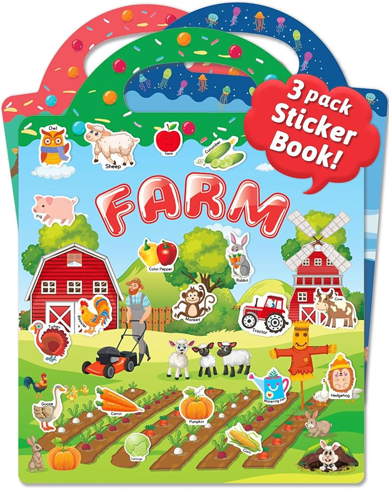 Benresive Reusable Sticker Book for Toddlers 2-4 Years, 3 Sets Travel Stickers for Kids, Waterpro... | Amazon (US)
