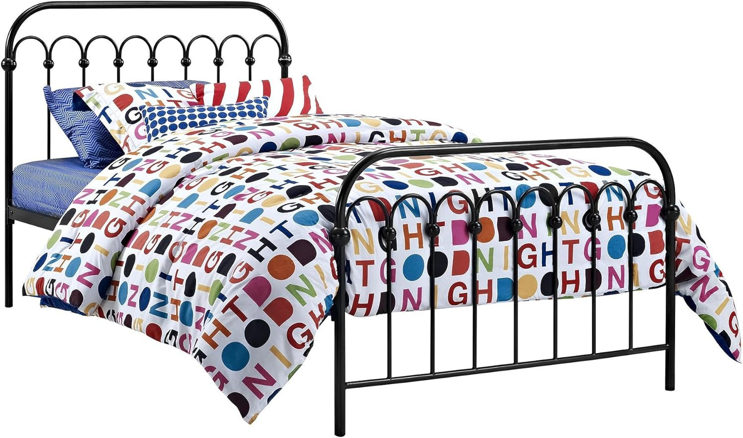 Novogratz Bright Pop Metal Bed, Adjustable Height for Underbed Storage (6.5" or 11"), Metal Slats... | Amazon (US)