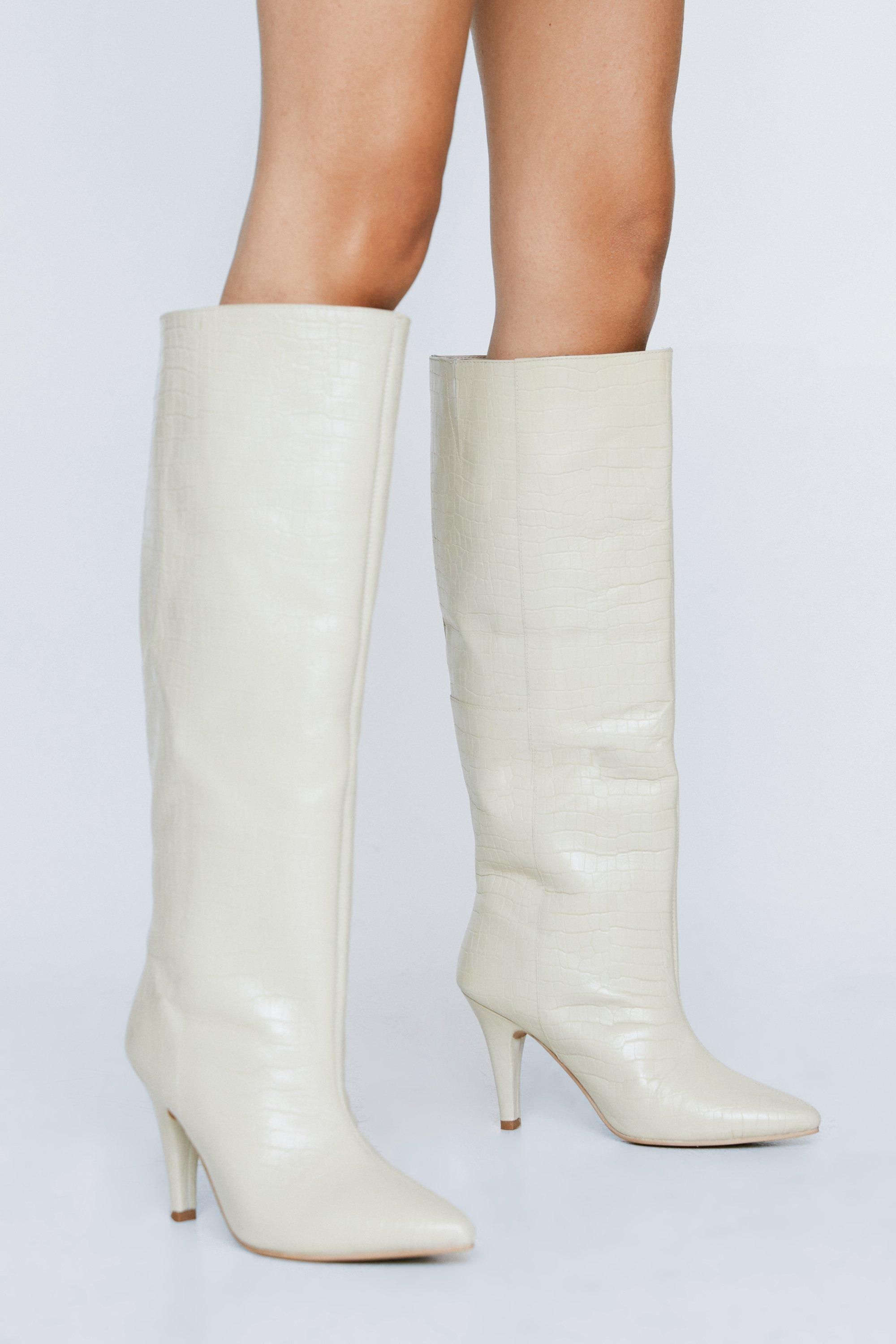 Premium Leather Knee High Croc Boots | Nasty Gal UK (+IE)