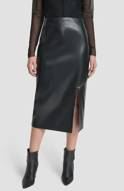 DKNY Faux Leather Midi Skirt in Black at Nordstrom, Size 6 | Nordstrom