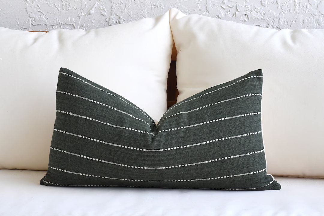 Green Lumbar Throw Pillow Covers 18 X 18 Green Cotton Pillow - Etsy | Etsy (US)