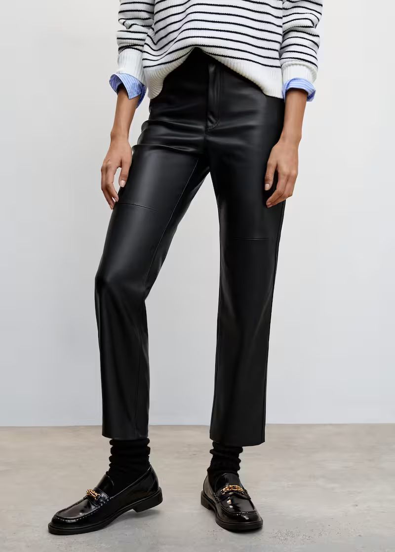 Search: Leather effect straight trousers (25) | Mango United Kingdom | MANGO (UK)
