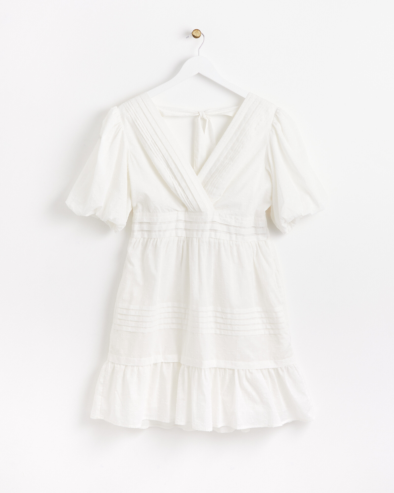 Ivory White V Neck Frill Mini Dress | Oliver Bonas | Oliver Bonas (Global)