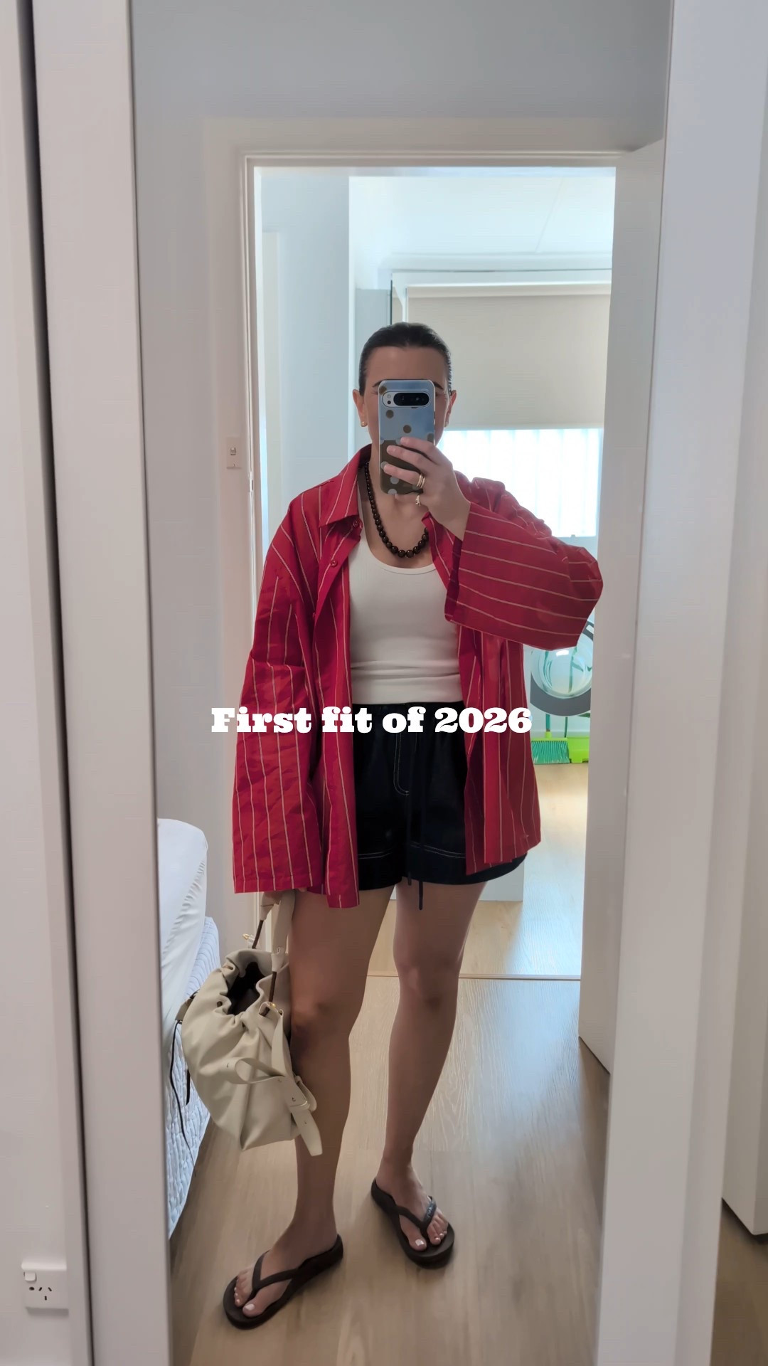 First fit of 2026 sums up how I plan to spend the next month. Comfortable & casual. 
A light shit as a layer adds another dimension and the difference a Kmart $6 necklace will make is huge.. don’t underestimate it.
Love the colour combo here and these shorts!

I wear a 10 in everything except the tank it’s an XS (size down). Shoes run true to size and I find Alias Mae one of the most comfortable shoe brands of today.