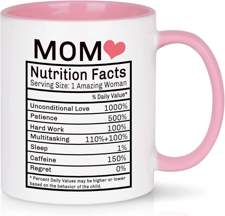 WENSSY Mom Nutrition Facts Mug - Birthday and Mother's Day Gift from Daughter or Son - 11 Ounce W... | Amazon (US)