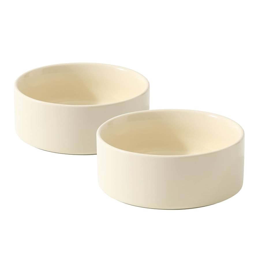 Ceramic Set of 2 Dog Bowls, Food and Water Bowls for Dogs, Puppy, 2pcs Pet Dishes(6inch, 2 x Beig... | Amazon (US)