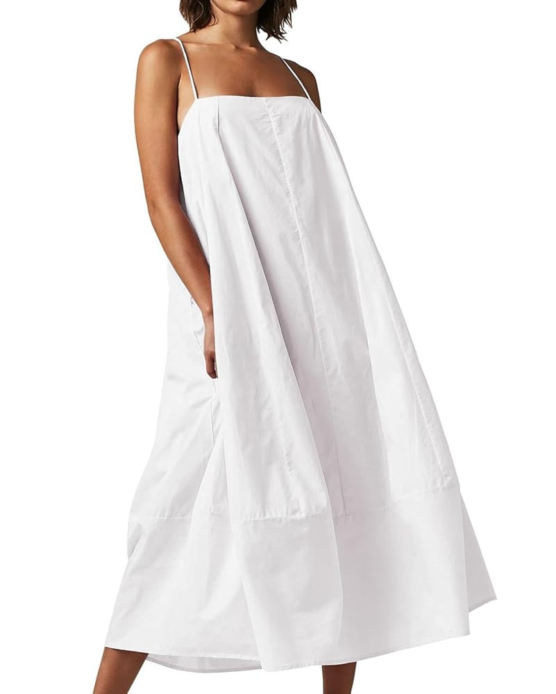 Womens Summer Dresses Sleeveless Spaghetti Strap Lounge Dress Flowy A-Line Midi Dress | Amazon (US)