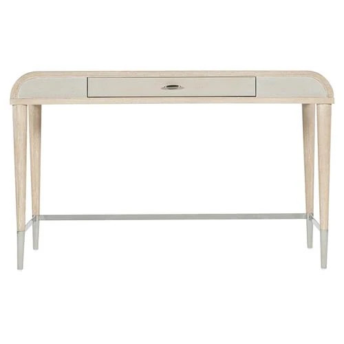 Cynthia Modern Classic Beige Oak Wood Faux Shagreen Drawer Writing Desk | Kathy Kuo Home