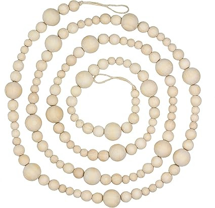 SadiaPower 7ft Wooden Beaded Garland Farmhouse Home Decor Rustic Country Natural Holiday Christma... | Amazon (US)