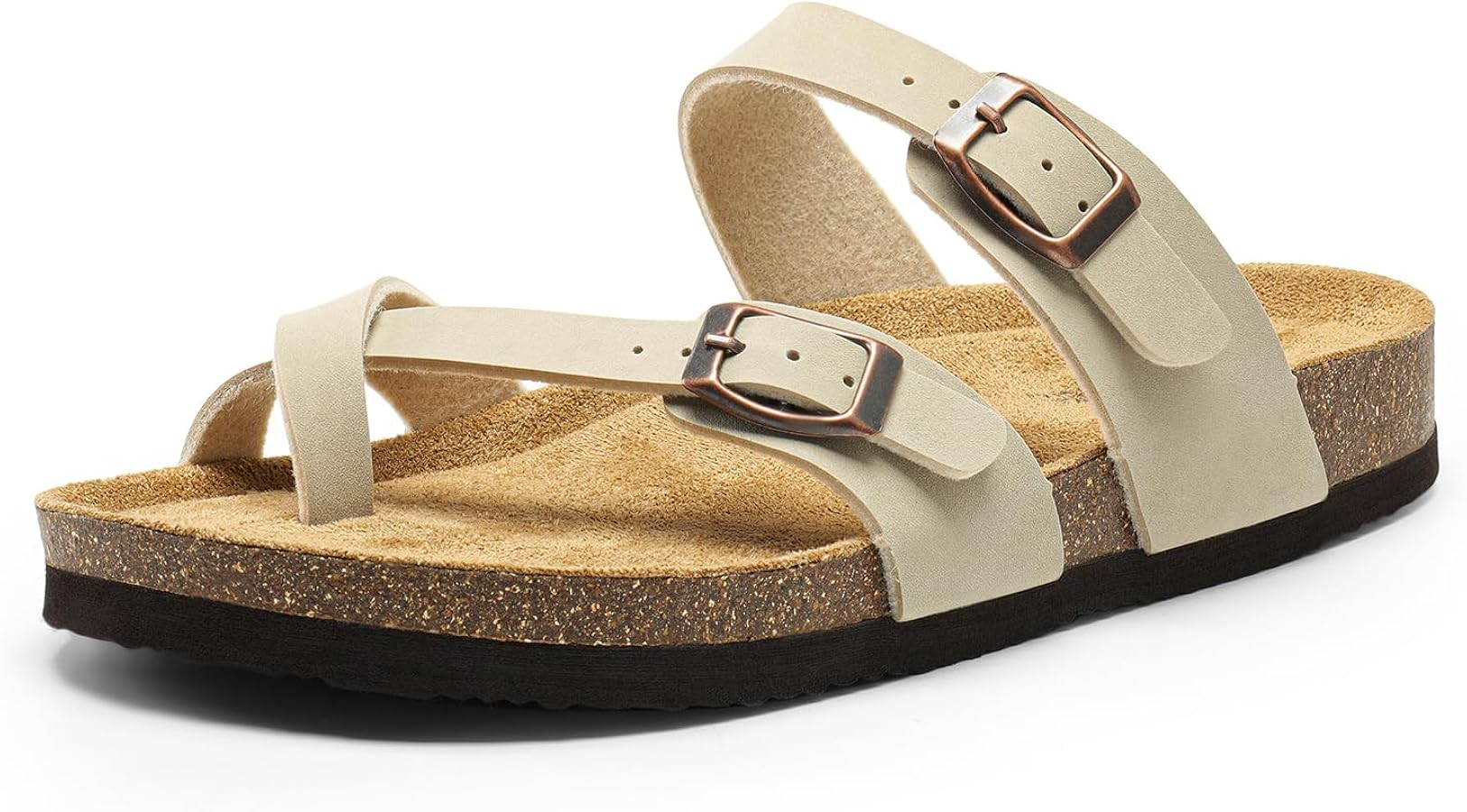 DREAM PAIRS Women's Thong Slide Sandals with Cork Footbed Open Toe Adjustable Slip On Slippers Co... | Amazon (US)